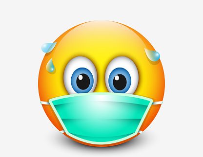 Cute emoticon wearing medical mask - emoji